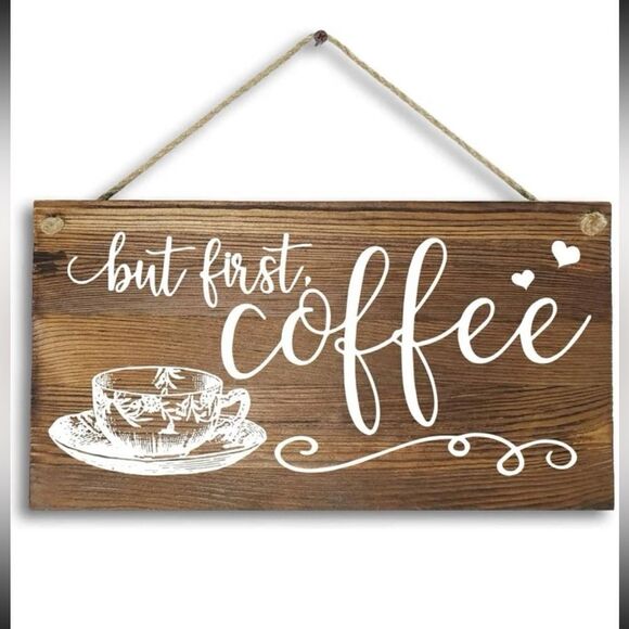 Coffee Wood Plank Hanging Sign - Picture 1 of 6